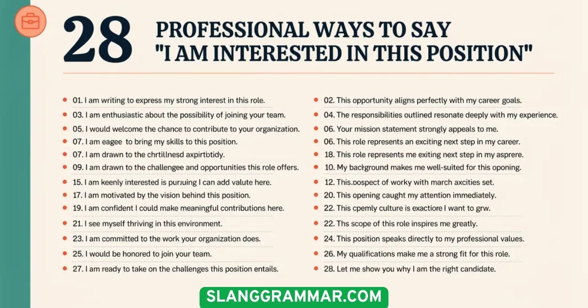 I am interested in this position