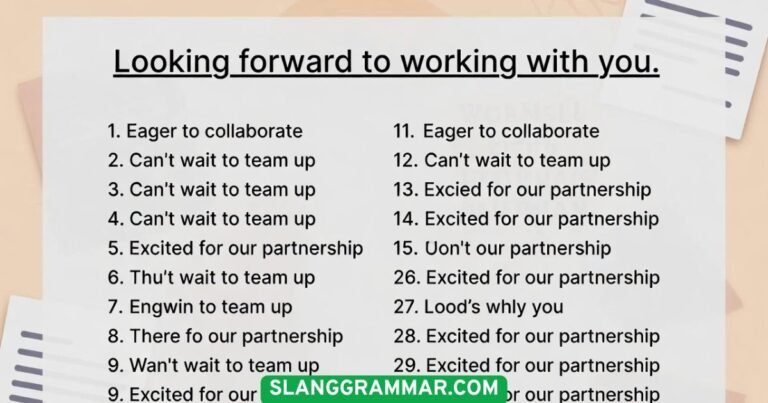 Looking Forward to Working with You