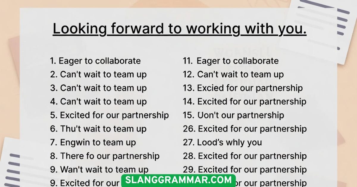 Looking Forward to Working with You