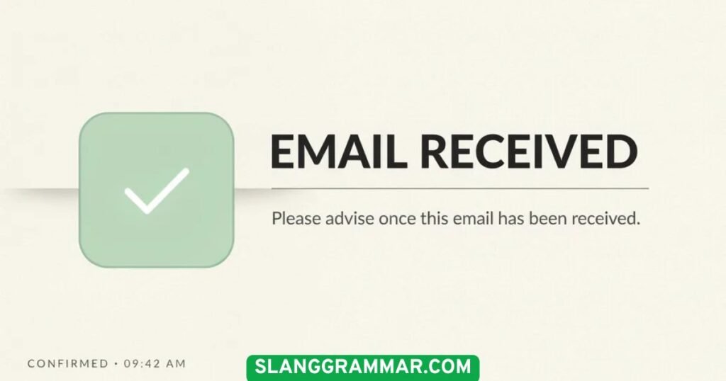 Please advise once this email has been received