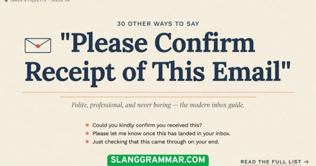 Please Confirm Receipt of This Email