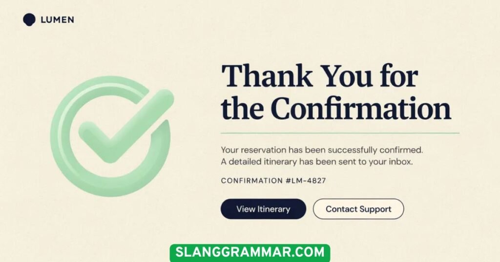 Thank You for the Confirmation